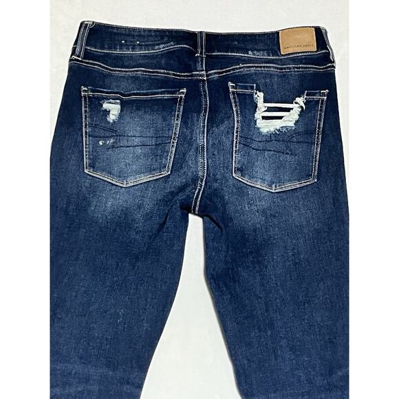 American Eagle Skinny Jegging Jeans Womens 26 Dark Wash Denim Ripped Stretch - Picture 4 of 11
